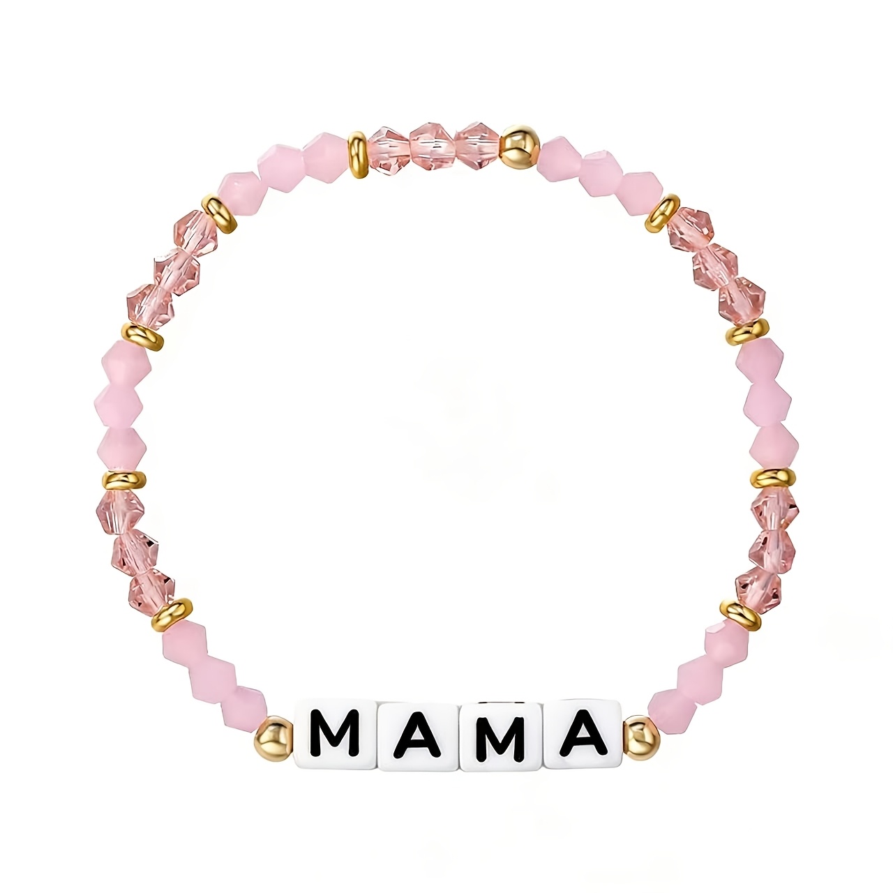 Elegant Bracelet with Pink Diamond-Shaped Beads, Auntie Gift